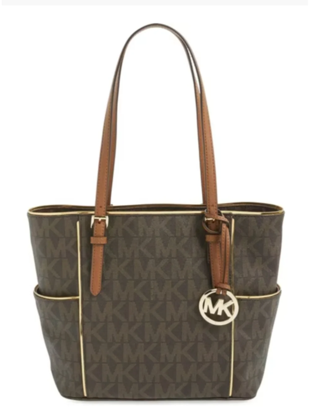 Michael Kors Jet Set East West Medium Tote Brown Signature Logo